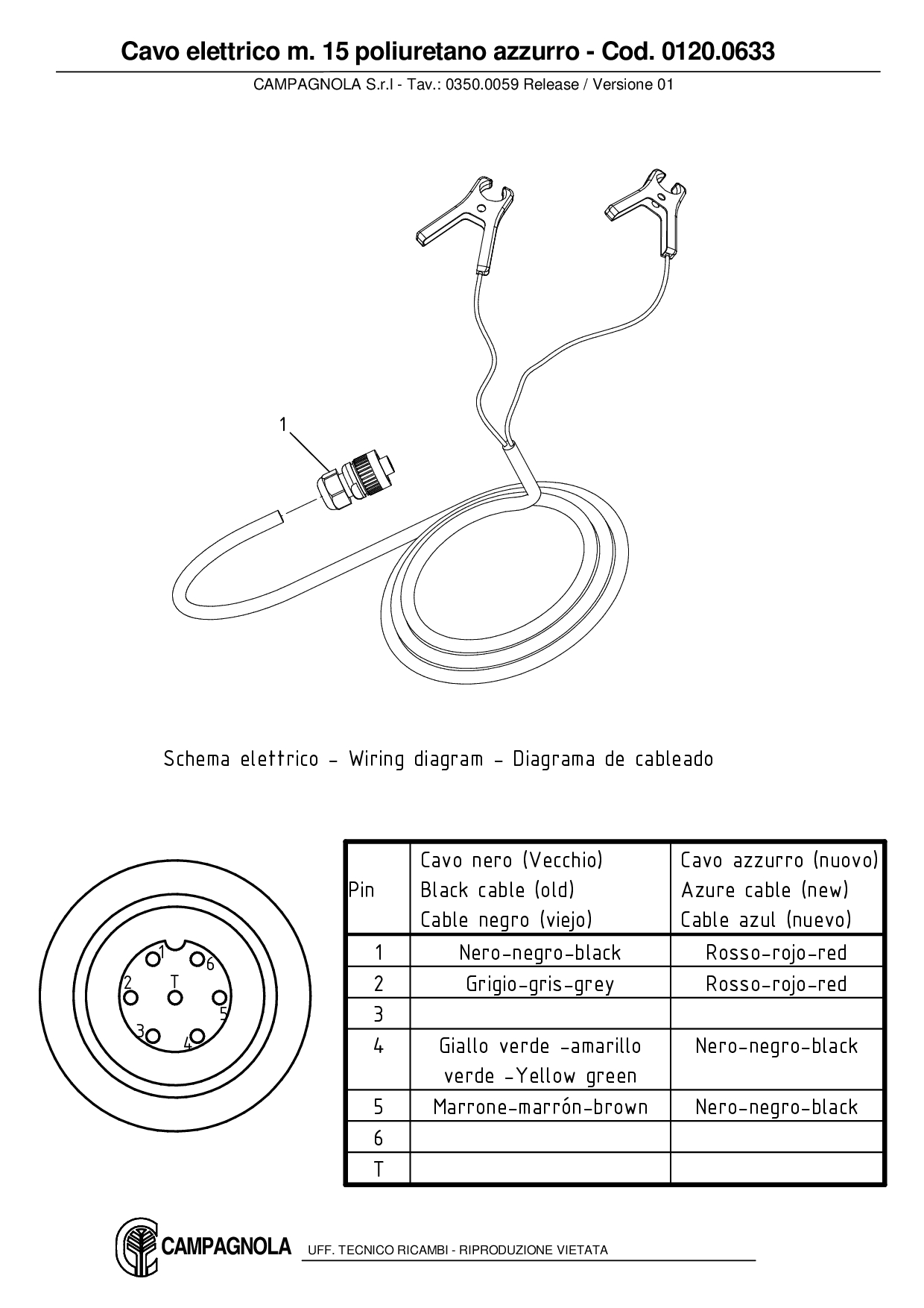 0120.0633_Cavo elettrico m. 15 poliuretano azzurro